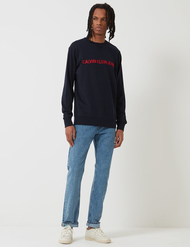Calvin Klein Institutional Chain Stitch Sweatshirt-Night Sky Navy