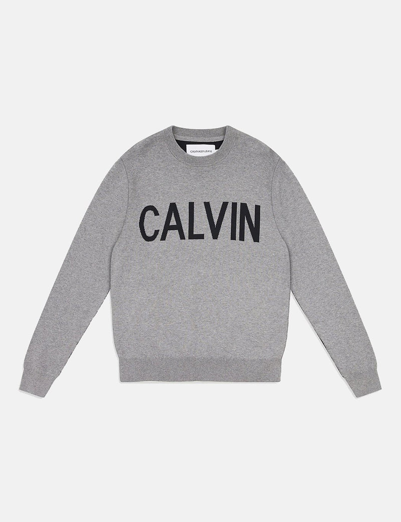 Calvin Klein Sweat à col rond Calvin - Gris chiné/Noir