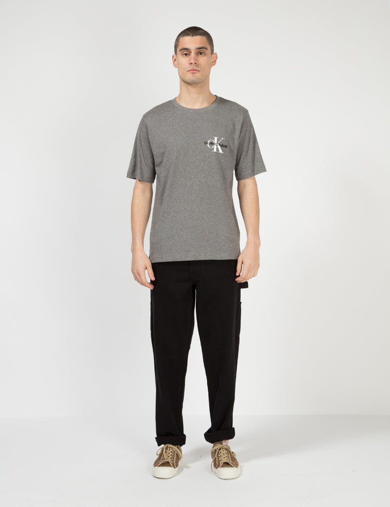 Calvin Klein-Monogramm-Kasten-Logo T-Shirt - Grau Heather