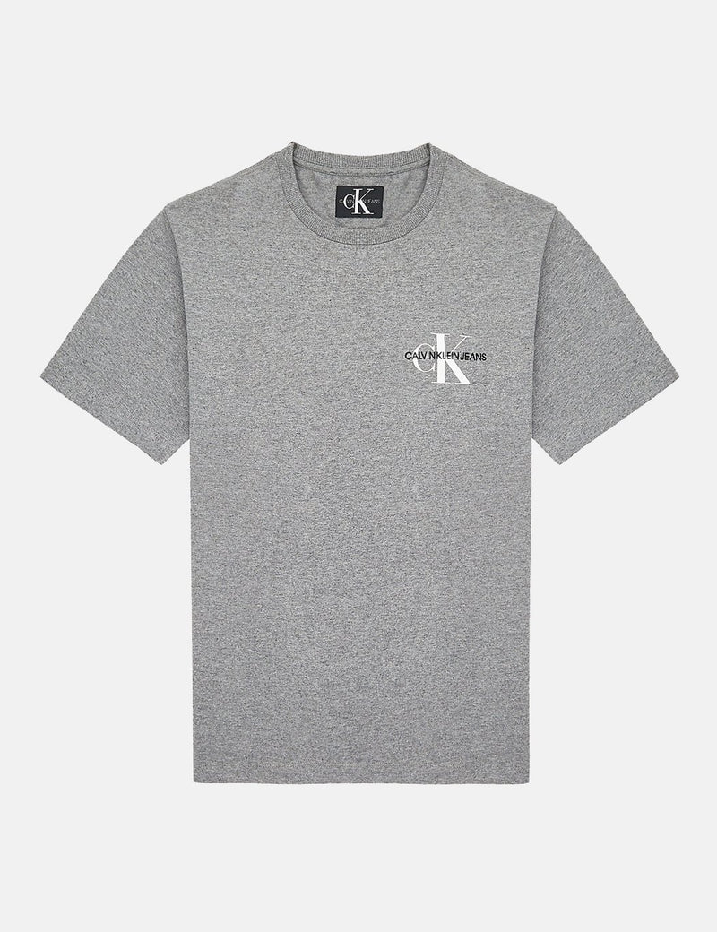 Calvin Klein Monogram Chest Logo T-Shirt - Grey Heather