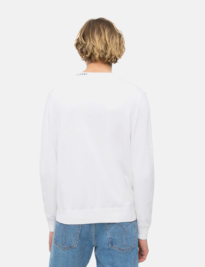 Calvin Klein Institutional Kragen Logo Sweater - White