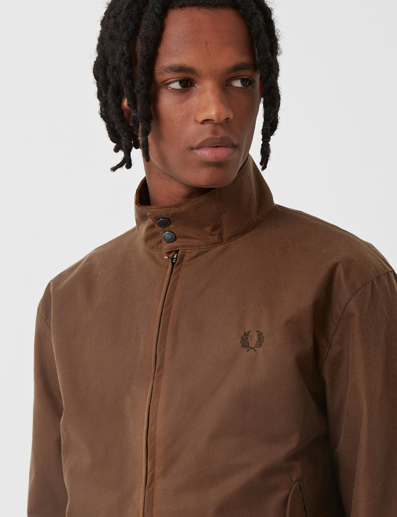 Fred Perry Re-issues Waxed Harrington Jacket - Tobacco Brown