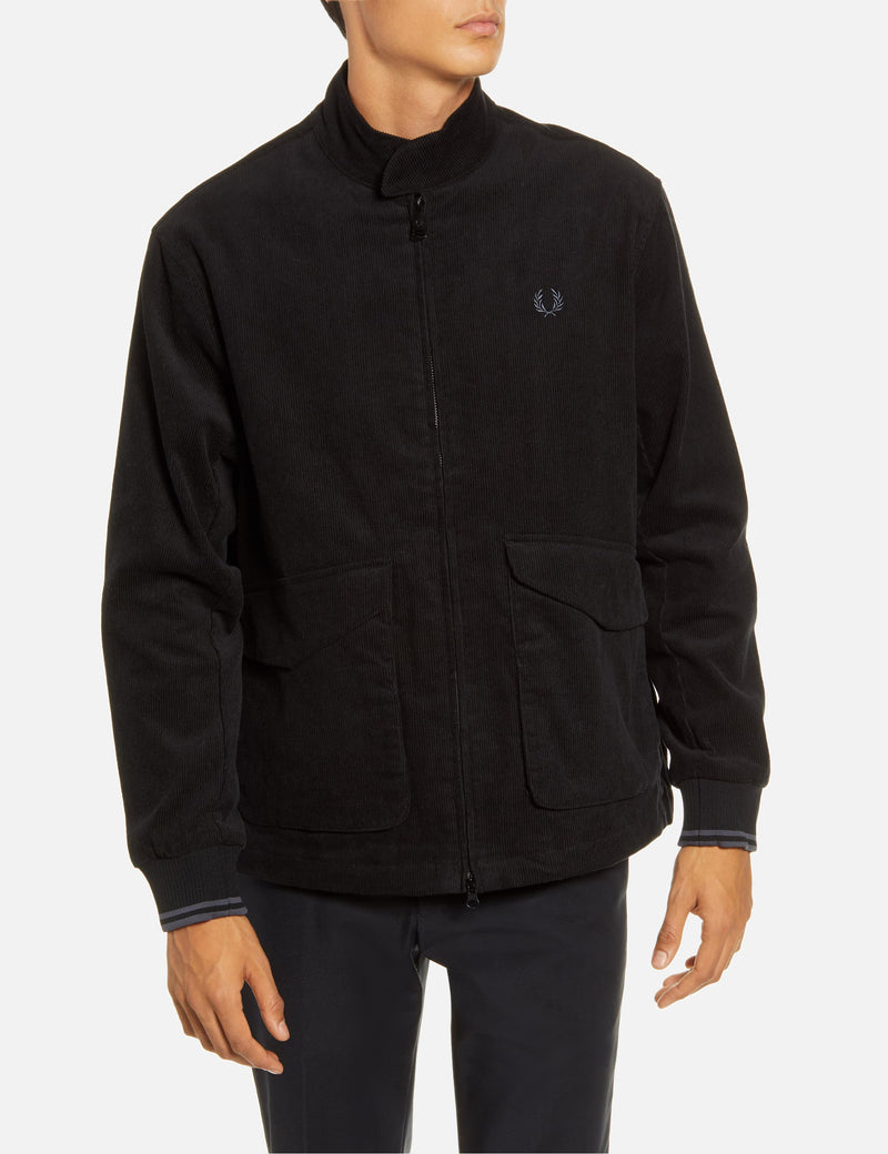 Fred Perry Cord Harrington Jacket - Black
