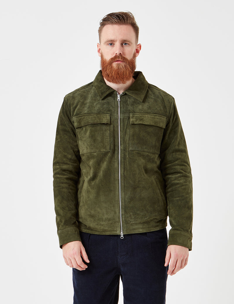 Human Scales Rick Jacket (Suede) - Moss Green