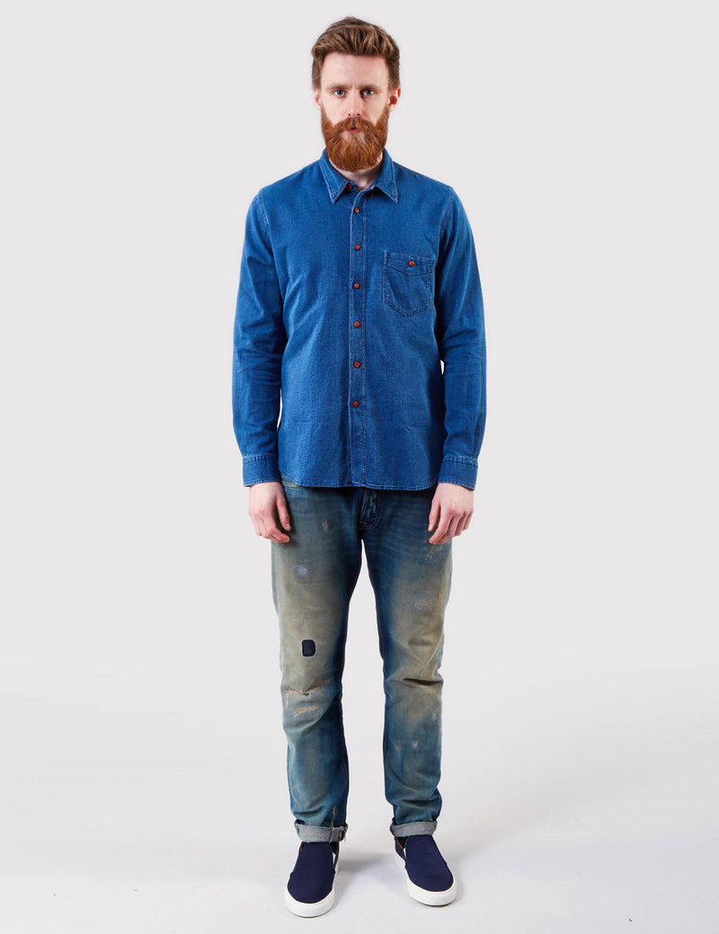 Human Scales Jeffery Shirt - Dobby Indigo