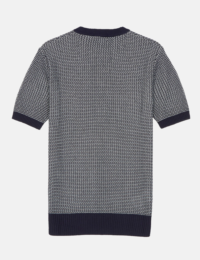 Fred Perry Two Colour Knit Button Neck - Navy