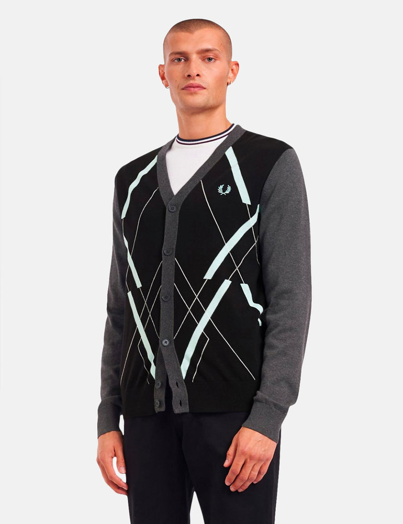 Cardigan Fred Perry Abstract Argyle - Noir