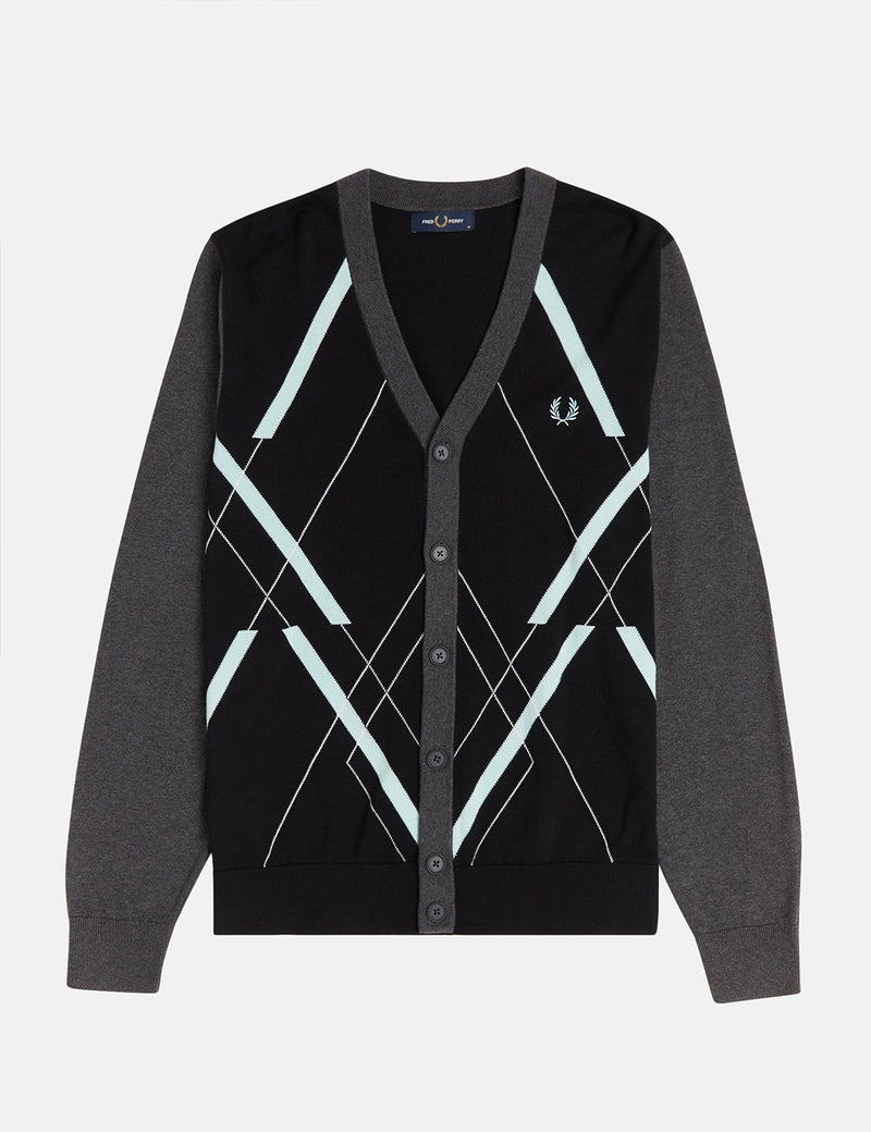 Fred Perry Abstract Argyle Cardigan-블랙