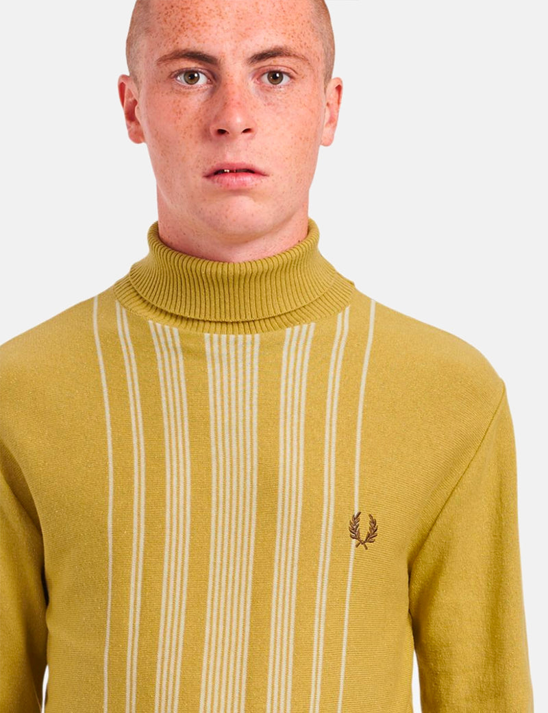 Fred Perry Neuauflage Stripe Knitted Roll Neck - 1964 Gold