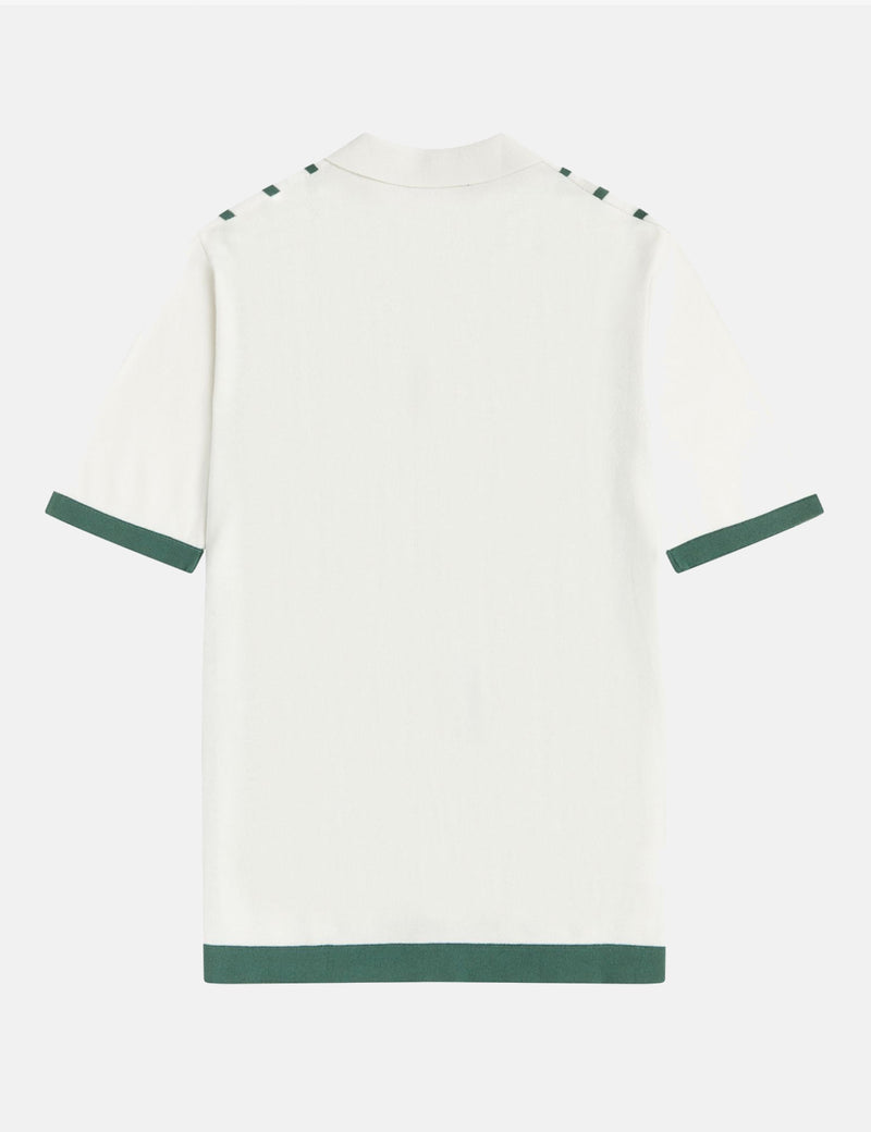 Fred Perry Reissues Reissues Polo En Maille Boutonné Rayé - Blanc Neige
