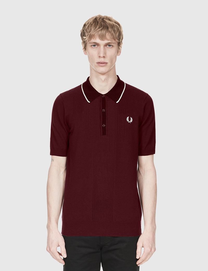 Fred Perry Pointelle Knit Shirt - Aubergine