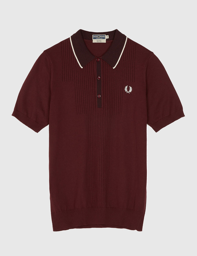 Fred Perry Pointelle Knit Shirt - Aubergine