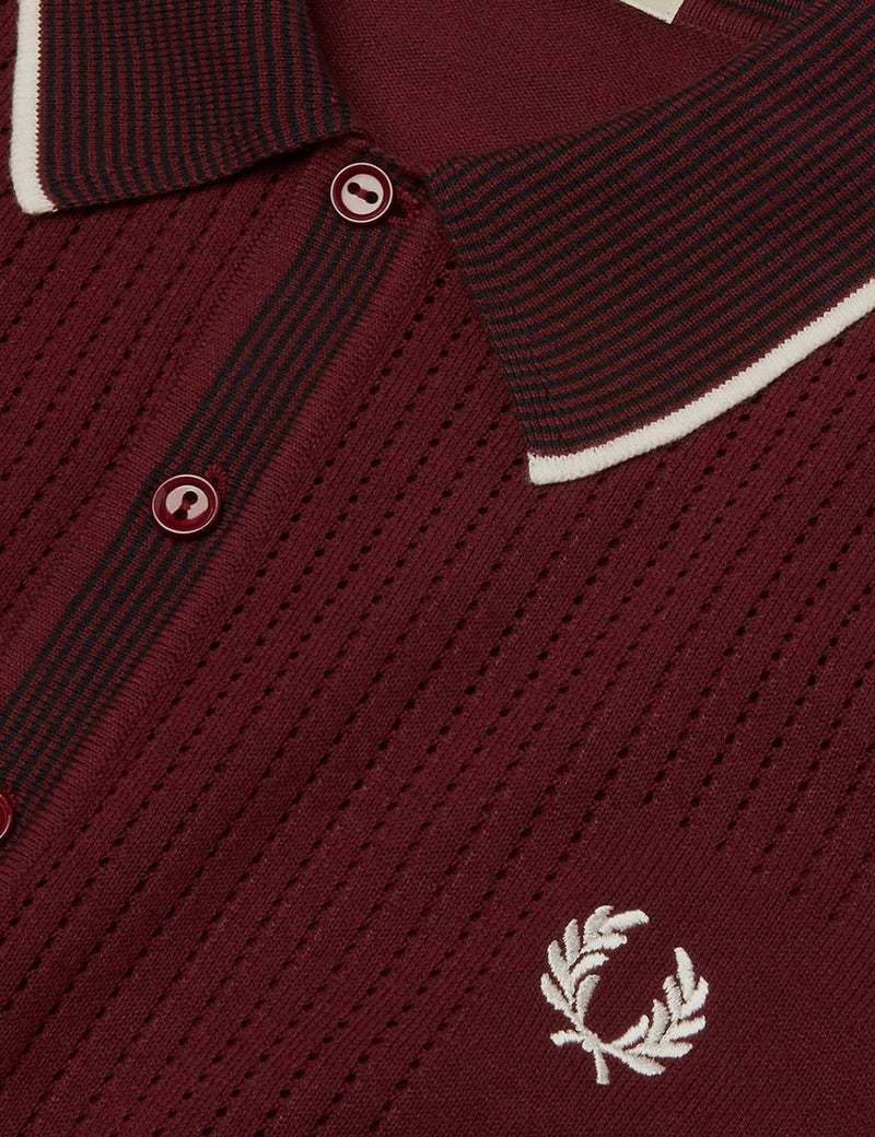 Fred Perry Pointelle Knit Shirt - Aubergine