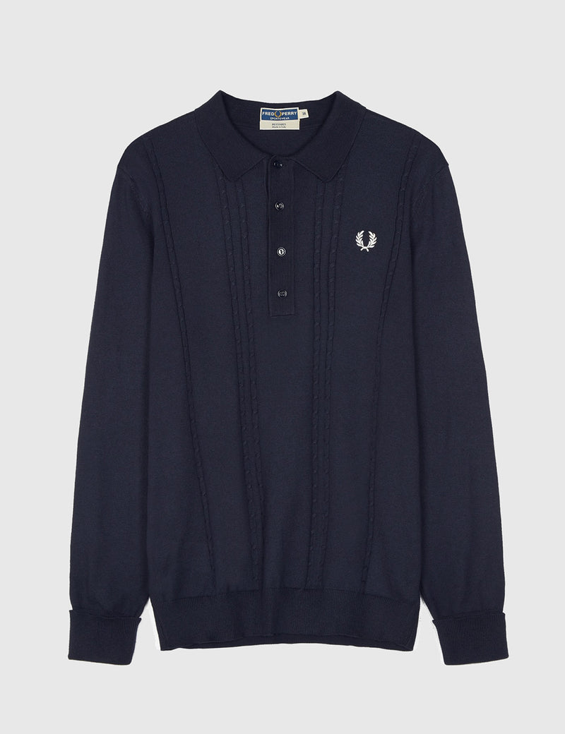 Chemise Fred Perry Cable Knit - Navy Blue