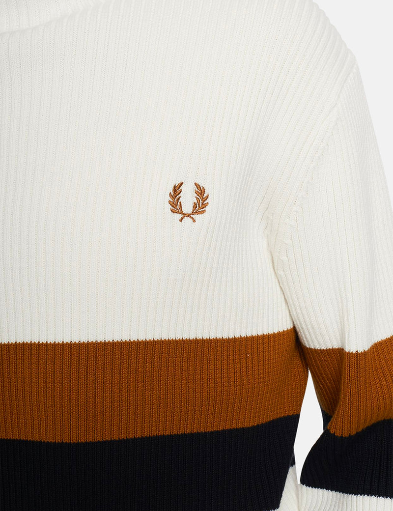 Fred Perry Ribbed Funnel Neck Jumper - Snow White