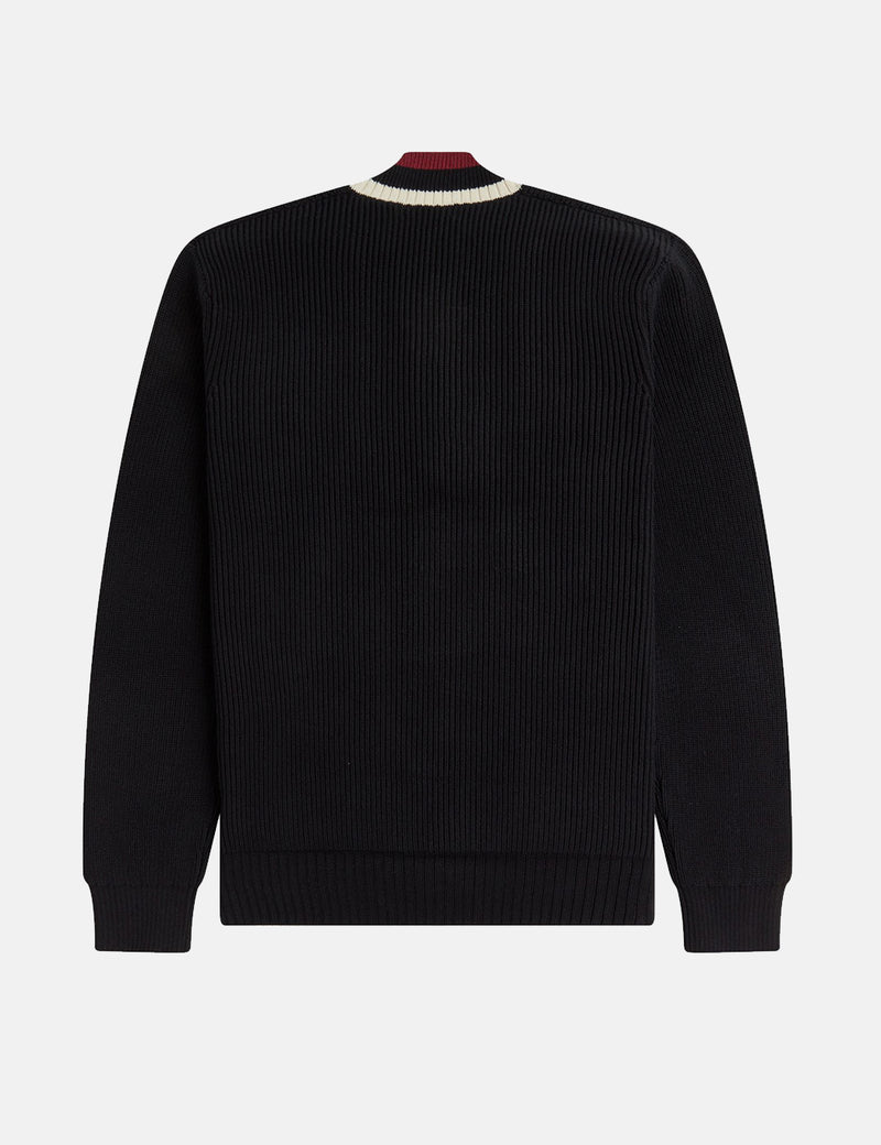 Sweat à col en V rayé Fred Perry - Noir