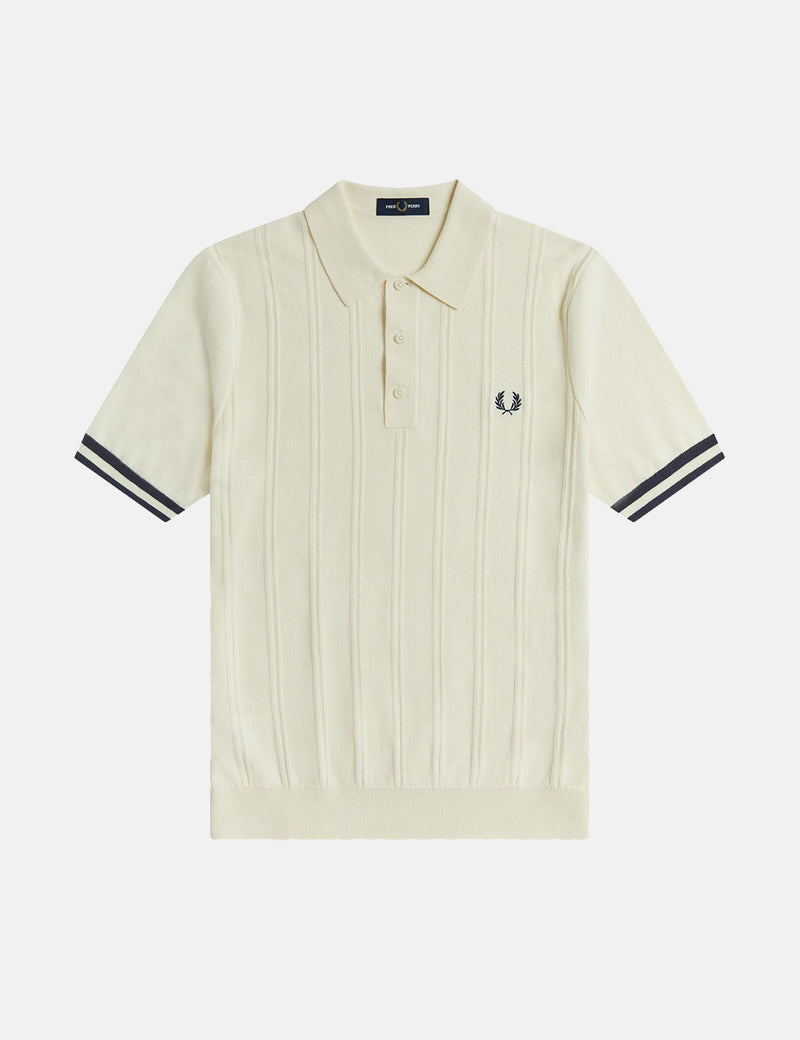 Fred Perry Chemise En Tricot Tipping Texture - Écru