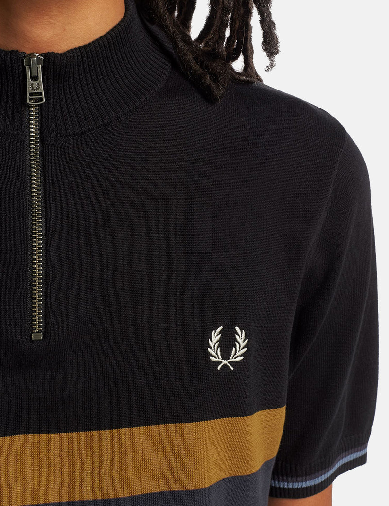 Fred Perry Chemise En Tricot Col Cheminée - Ecru
