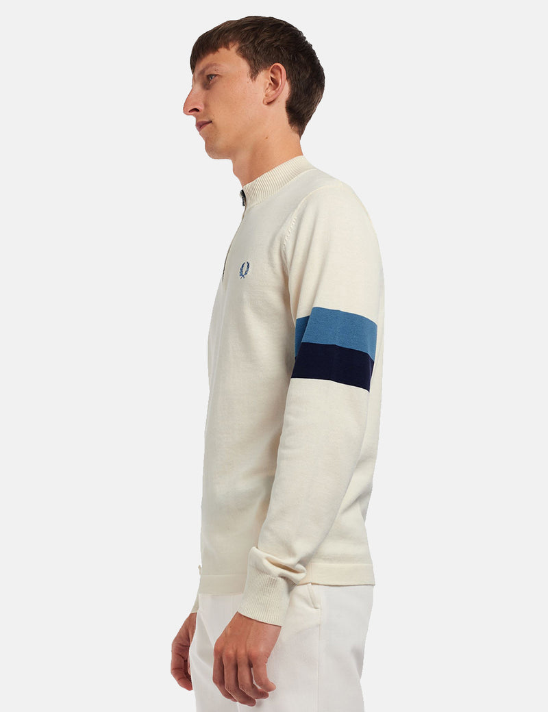 Fred Perry Pull En Tricot Col Cheminée - Ecru