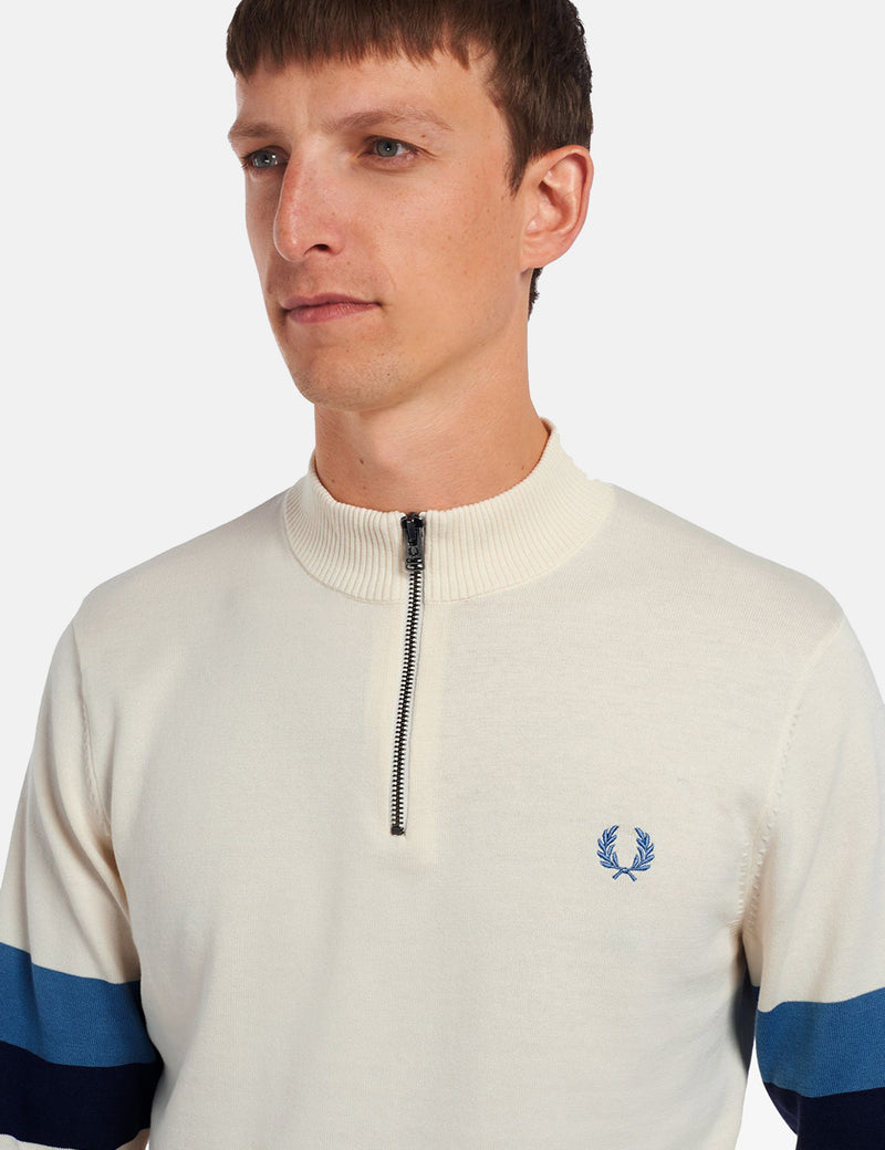 Fred Perry Pull En Tricot Col Cheminée - Ecru