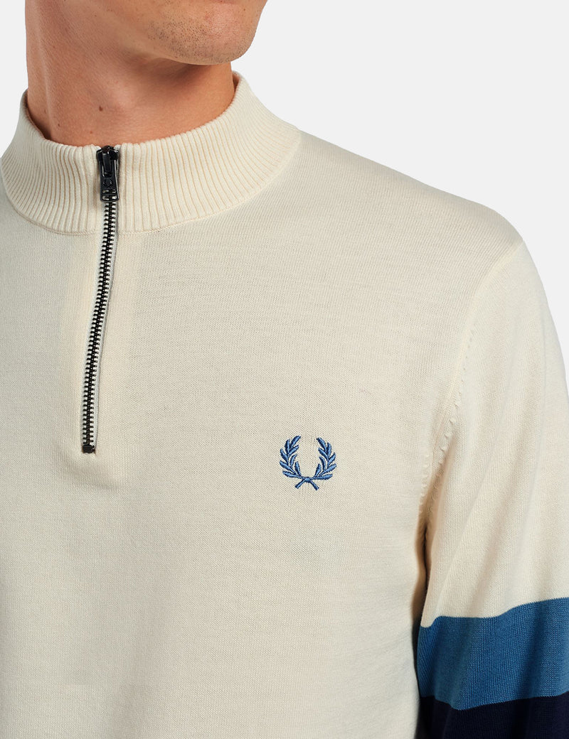 Fred Perry Pull En Tricot Col Cheminée - Ecru