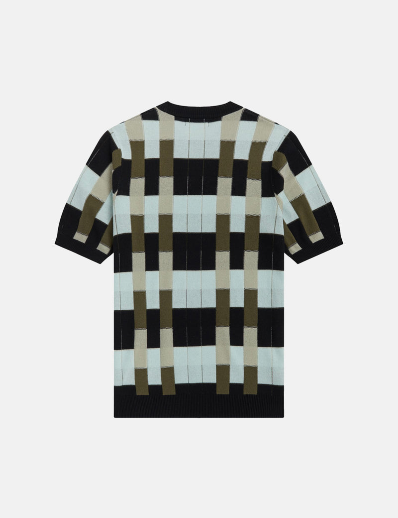 Fred PerryジャカードニットTシャツ-ブラック