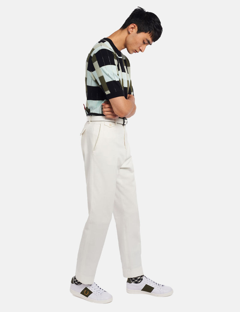 Fred PerryジャカードニットTシャツ-ブラック
