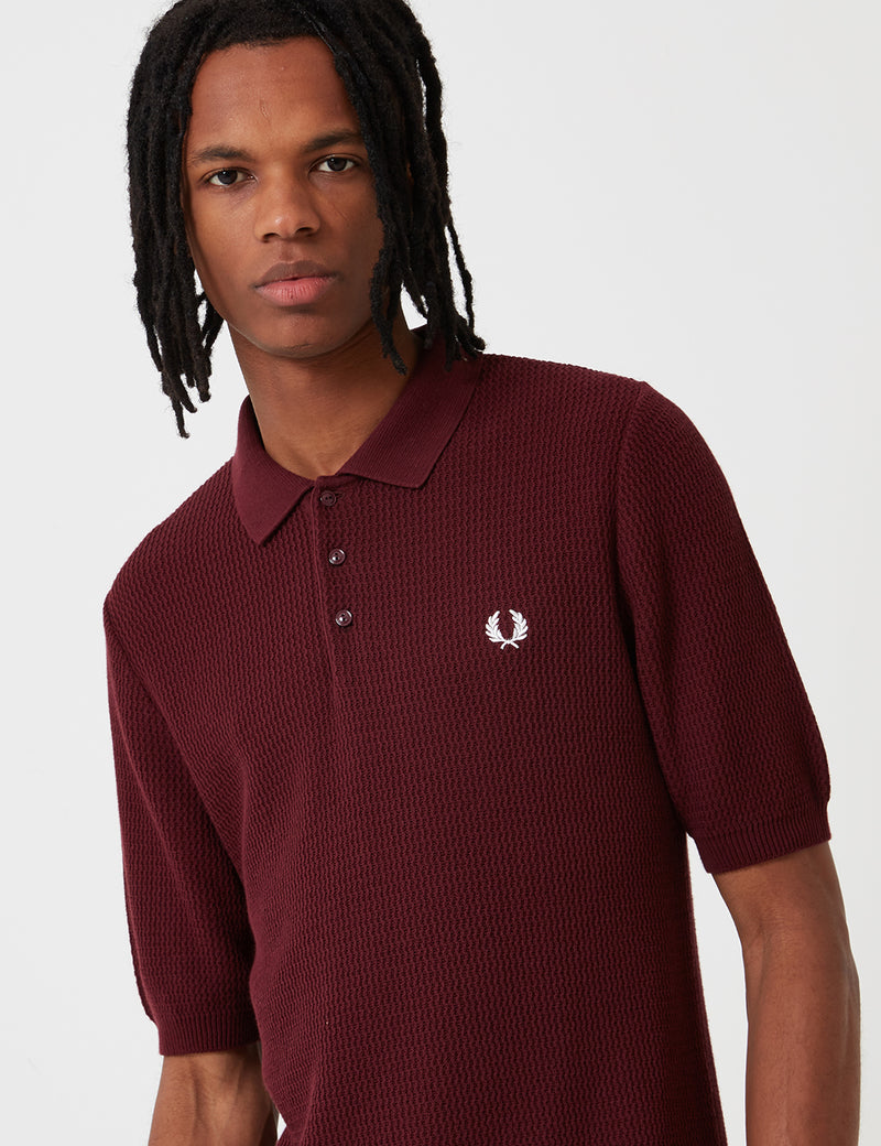 Fred Perry Neuauflagen Texture Knit Polo-Hemd - Aubergine Lila
