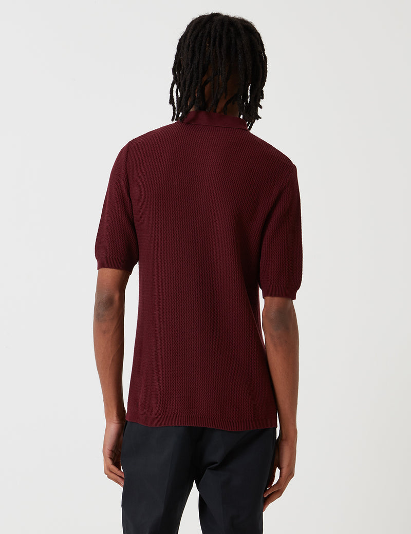 Fred Perry Re-issues Texture Knit Polo Shirt-Aubergine Purple