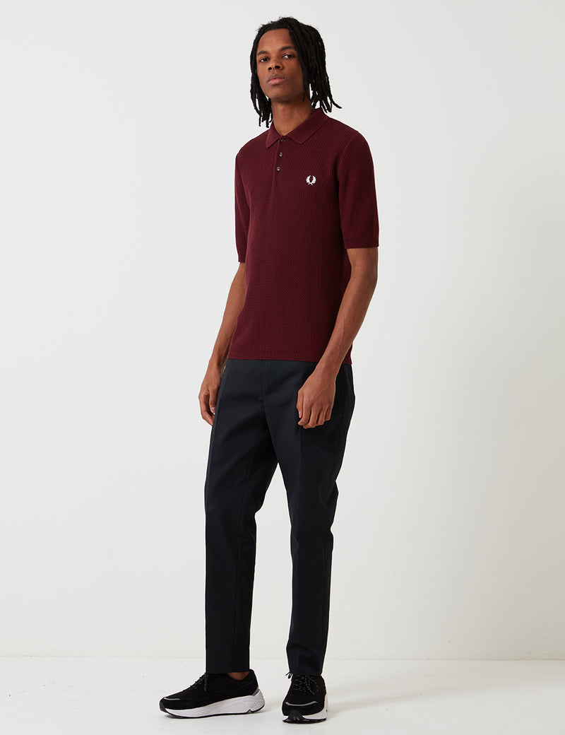 Fred Perry Neuauflagen Texture Knit Polo-Hemd - Aubergine Lila