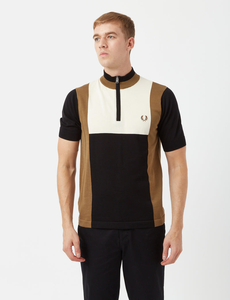Fred Perry Knitted Cycling Top - Noir/Shaded Stone