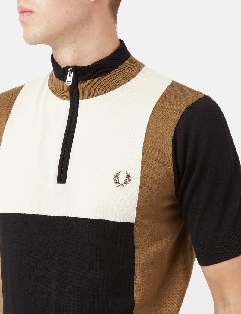 Fred Perry Knitted Cycling Top - Noir/Shaded Stone