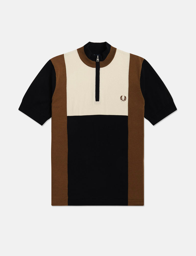 Fred Perry Knitted Cycling Top - Noir/Shaded Stone