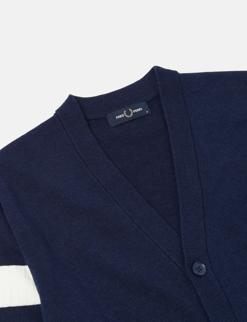 Fred Perry Cardigan à manches à liseré - Bleu marine français