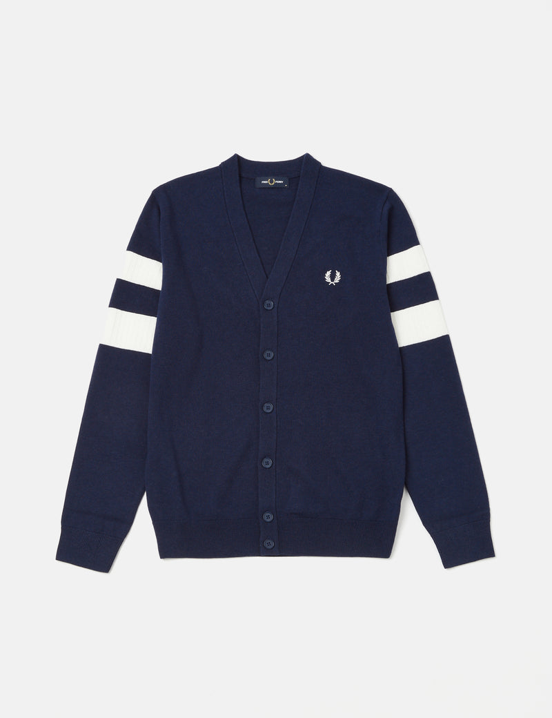Fred Perry Cardigan à manches à liseré - Bleu marine français
