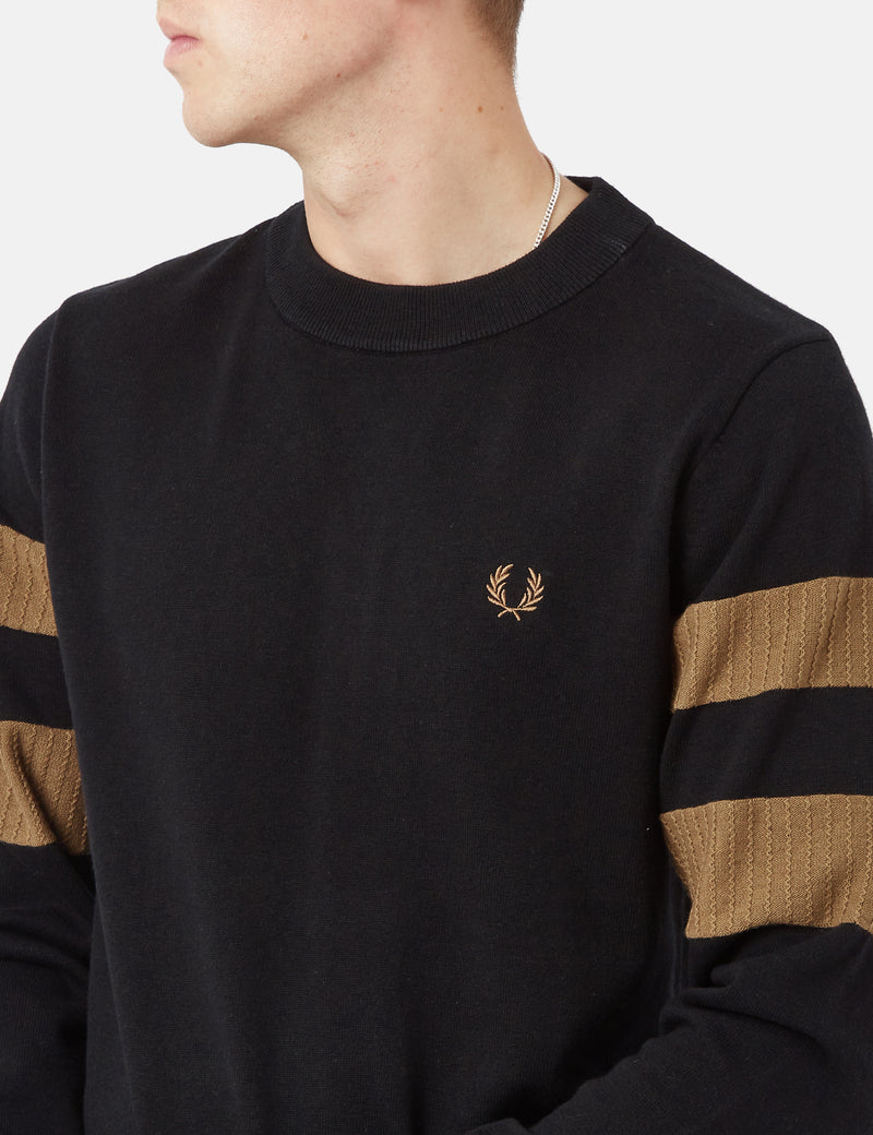 Fred Perry Tipped Sleeve Crew Neck - Noir