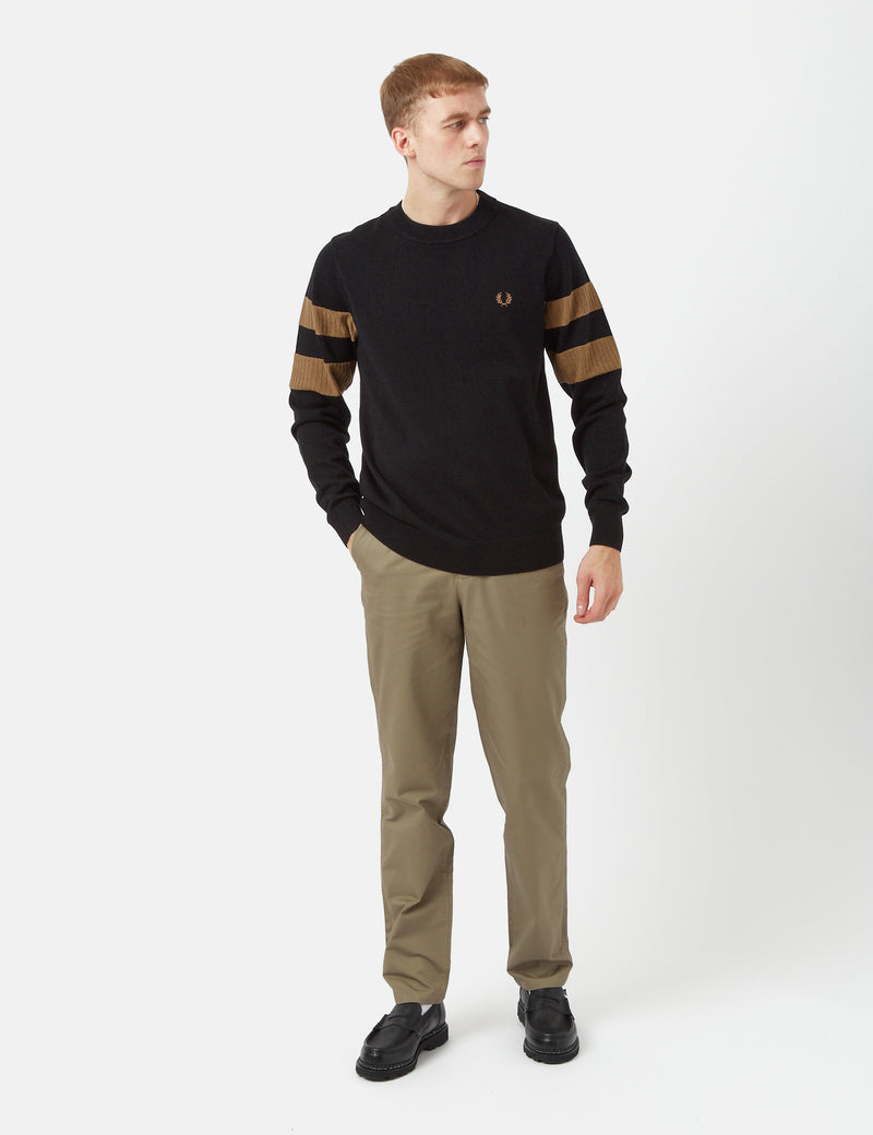 Fred Perry Tipped Sleeve Crew Neck - Noir