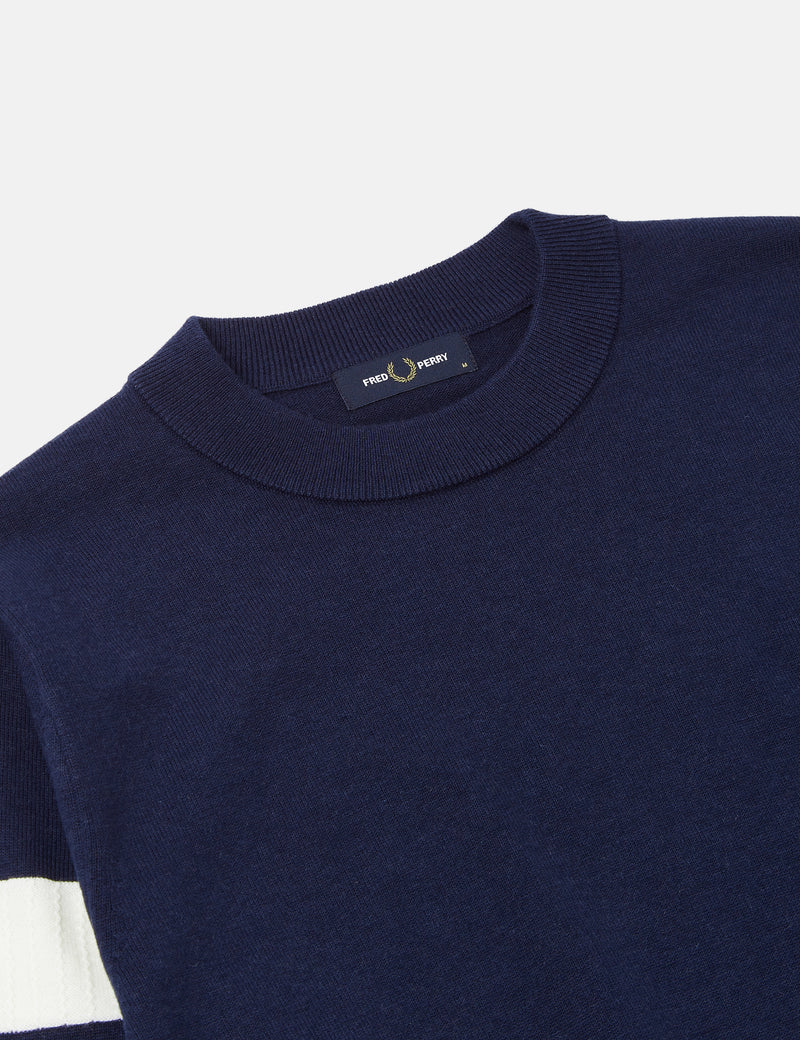 Fred Perry Tipped Sleeve Rundhalsausschnitt - Französisches Marineblau