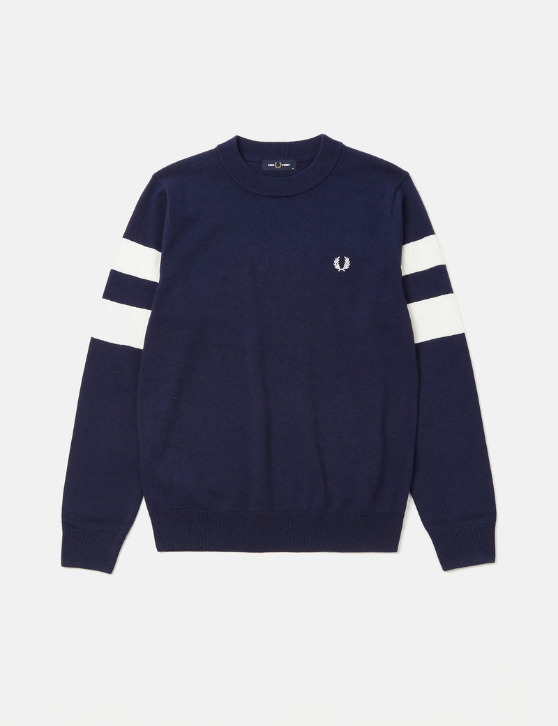 Fred Perry Tipped Sleeve Rundhalsausschnitt - Französisches Marineblau
