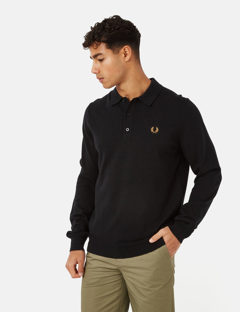 Fred Perry Knitted Shirt - Black