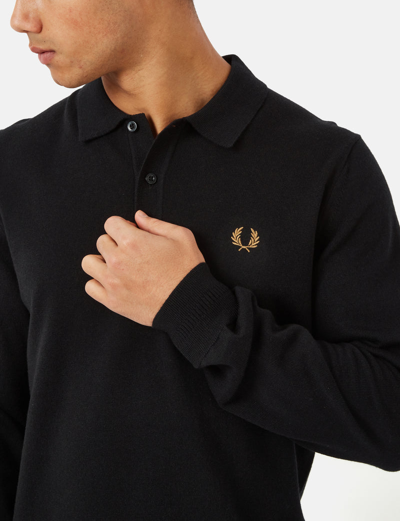 Fred Perry Knitted Shirt - Black