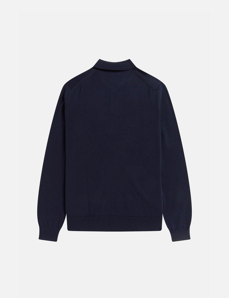 Fred Perry Chemise En Tricot Classique À Manches Longues - Bleu Marine