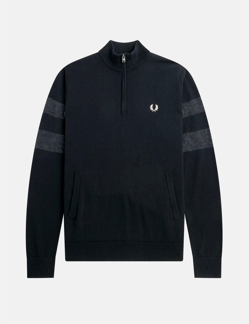 Fred Perry Tipped Half Zip Jumper - Black