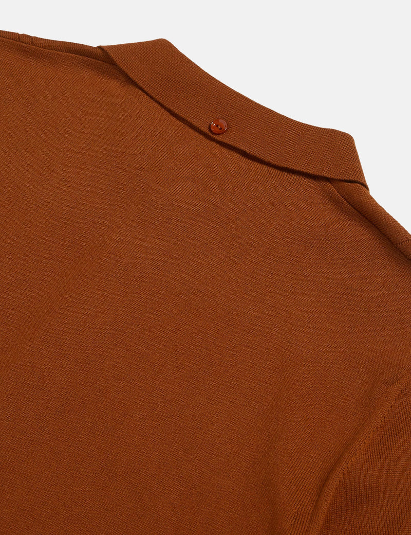 Fred Perry Re-issues S/S Cable Knitted Shirt - Dark Camel