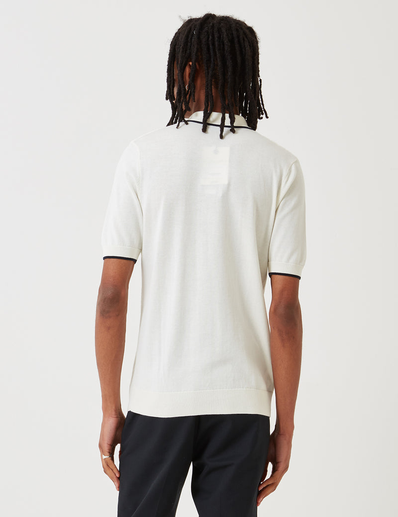 Fred Perry Textured Front Knitted Shirt - Light Ecru