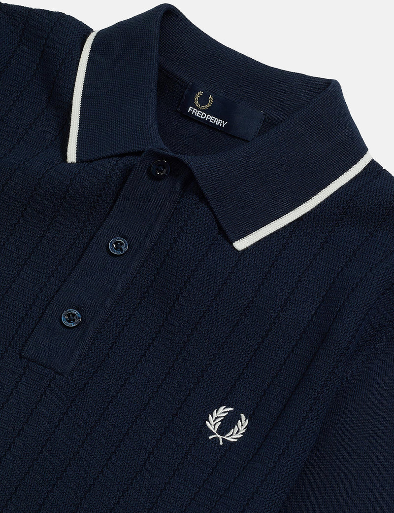 Fred Perry Textured Front Knitted Shirt - Deep Carbon