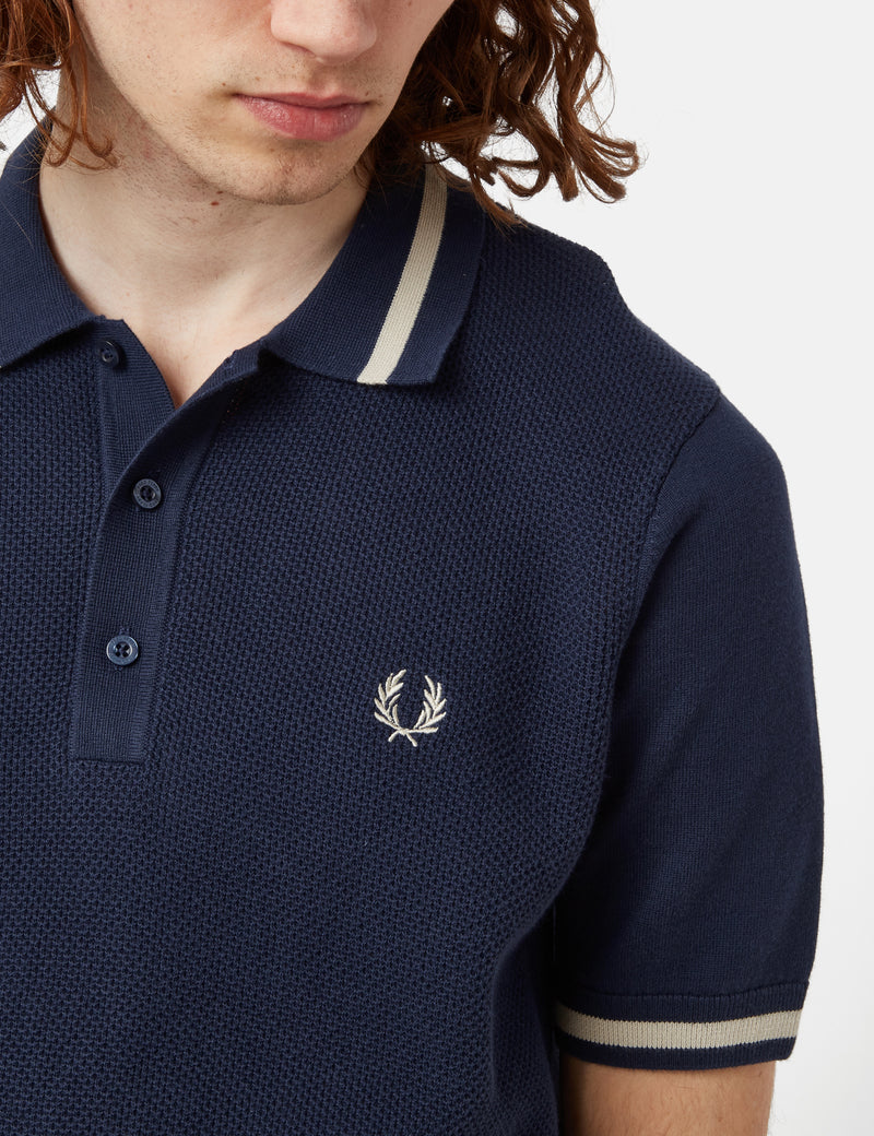 Fred Perry Textured Knitted Shirt - Deep Carbon Grey