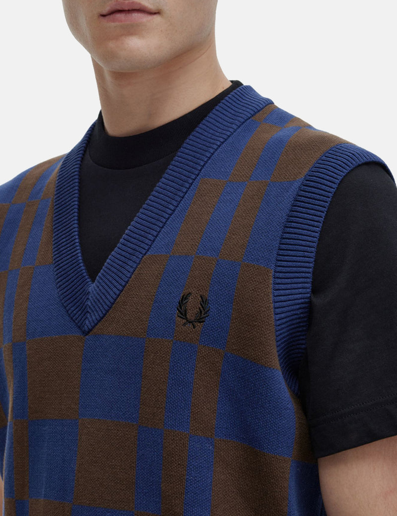 Fred Perry Chequerboard Vest - French Navy Blue