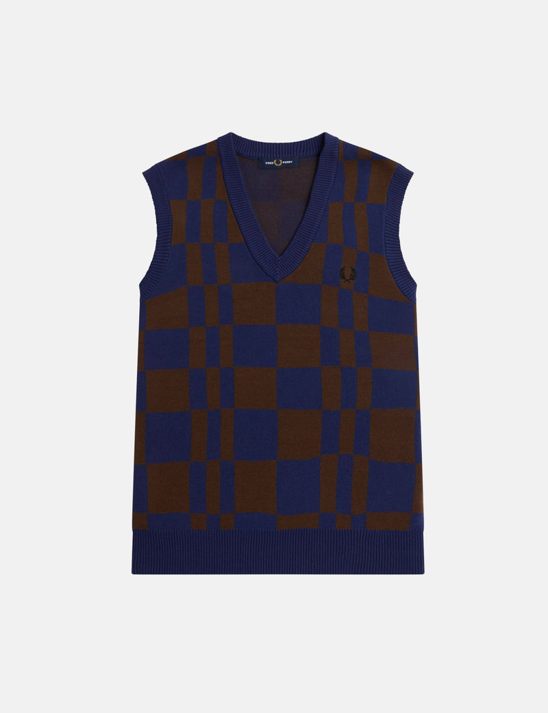 Fred Perry Chequerboard Vest - French Navy Blue