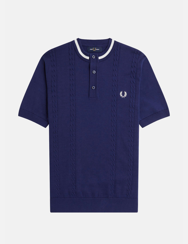 Fred Perry Cable Knit Henley Shirt - French Navy Blue I Urban Excess. –  URBAN EXCESS
